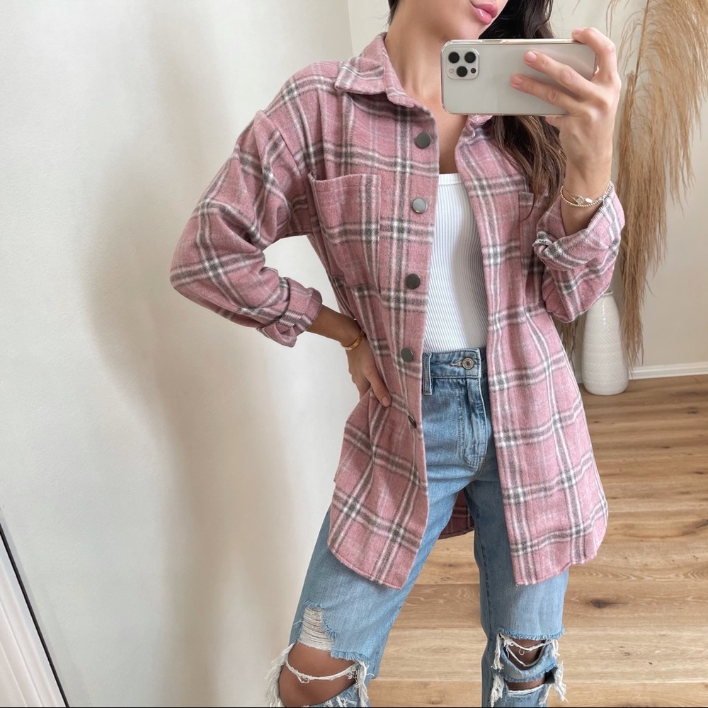 Pink Plaid Button Down Shirt